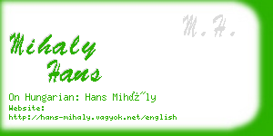 mihaly hans business card